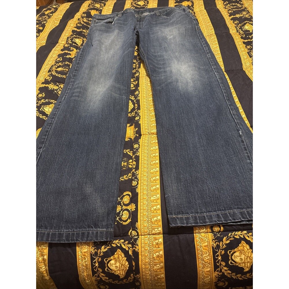 Levis 514 Jeans Mens 40x32 Blue Denim Faded Whiskers Straight Leg Stretch Casual